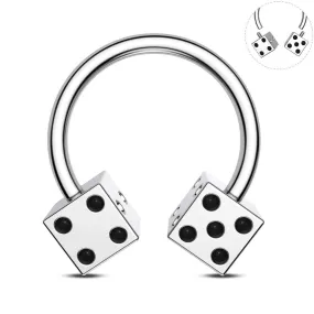 16G Internally Threaded Dice Shape Horseshoe Septum Ring