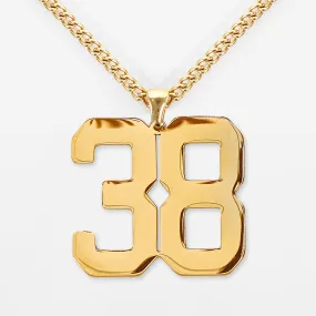 38 Number Pendant with Chain Kids Necklace - Gold Plated Stainless Steel