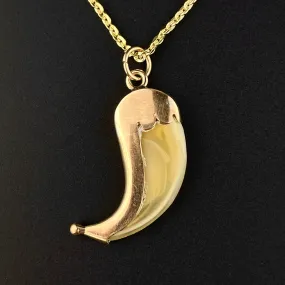 Antique 9K Gold Faux Claw Brooch Pendant Necklace