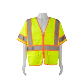 LVM3-CB1-EC ANSI 107-2020 Class 3 Lime Mesh Orange Contrast Two Tone DOT Vest, Economy